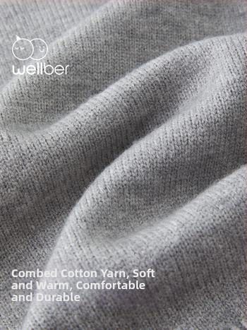 Vaikų megztinis kardiganas su ilgomis rankovėmis ir apvaliu kaklu iš medvilnės, tinkamas rudeniui, pavasariui ir žiemai