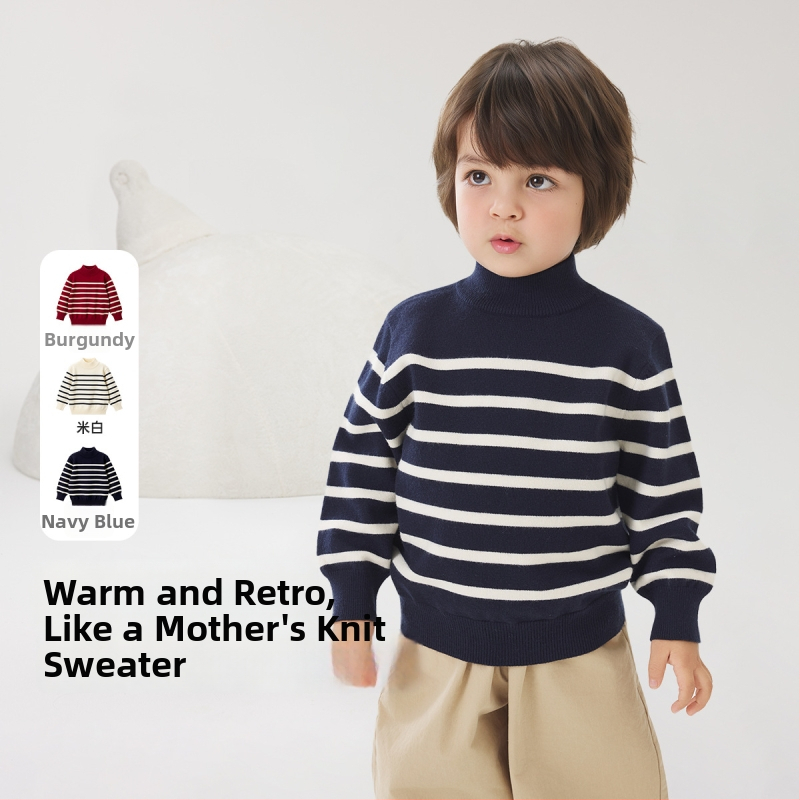 Vaikų megztinis kardiganas su ilgomis rankovėmis ir apvaliu kaklu iš medvilnės, tinkamas rudeniui, pavasariui ir žiemai