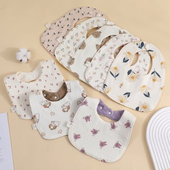 Șal triunghiular pentru bebeluți, 95% bumbac, imprimeu, absorbant, pentru nou-născuți până la 12 luni, Primăvara 2025