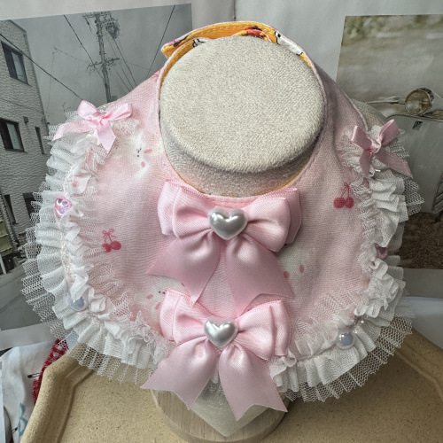 Miss Puss Cartoon model – Colier-bib pentru câini și pisici, material bumbac-poliester, utilizare generală, toate anotimpurile