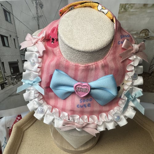 Miss Puss Cartoon model – Colier-bib pentru câini și pisici, material bumbac-poliester, utilizare generală, toate anotimpurile