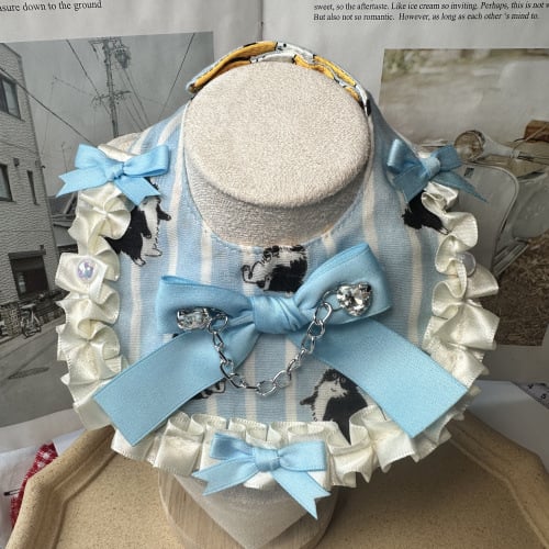 Miss Puss Cartoon model – Colier-bib pentru câini și pisici, material bumbac-poliester, utilizare generală, toate anotimpurile