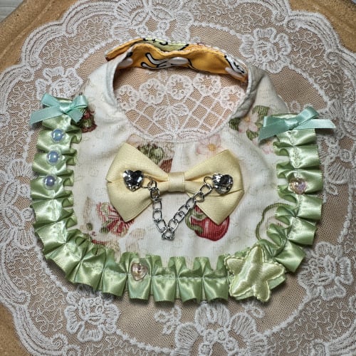 Miss Puss Cartoon model – Colier-bib pentru câini și pisici, material bumbac-poliester, utilizare generală, toate anotimpurile