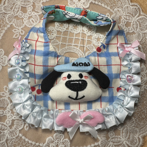 Miss Puss Cartoon model – Colier-bib pentru câini și pisici, material bumbac-poliester, utilizare generală, toate anotimpurile