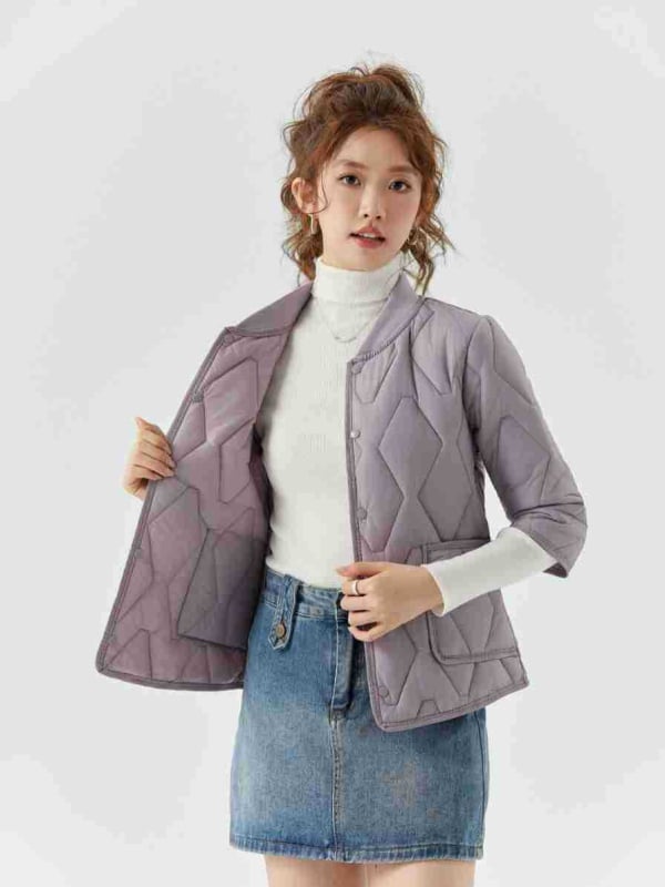 Sieviešu kokvilnas mētelis ar flīsa odere, ārējais neilons, pildījums zīdam līdzīga šķiedra, 3/4 piedurknes