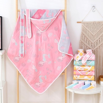 Mingshuo Pătură de bebeluș din tifon – 6 straturi, fir 40, cusătură și jacquard, 300–400 g, personalizabil