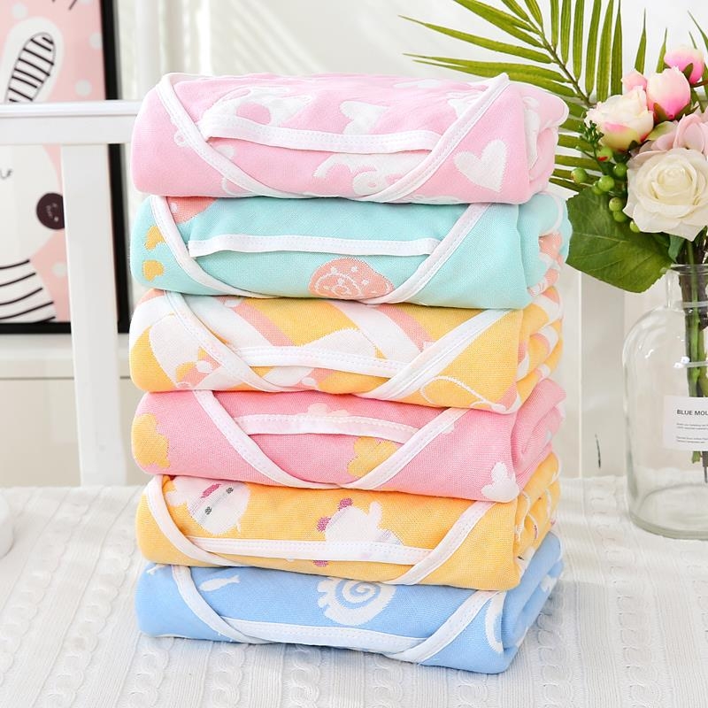 Mingshuo Pătură de bebeluș din tifon – 6 straturi, fir 40, cusătură și jacquard, 300–400 g, personalizabil