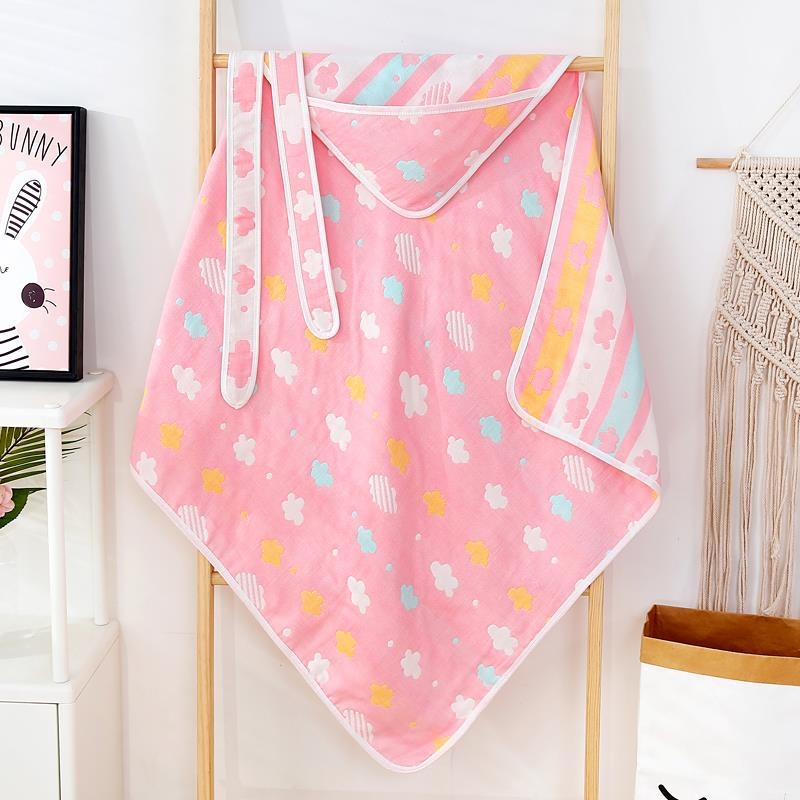 Mingshuo Pătură de bebeluș din tifon – 6 straturi, fir 40, cusătură și jacquard, 300–400 g, personalizabil