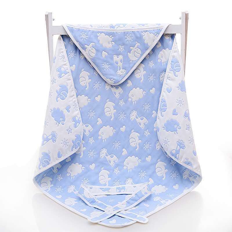 Mingshuo Pătură de bebeluș din tifon – 6 straturi, fir 40, cusătură și jacquard, 300–400 g, personalizabil