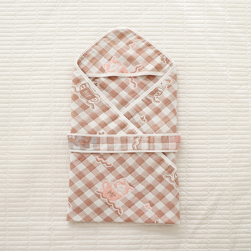 Mingshuo Pătură de bebeluș din tifon – 6 straturi, fir 40, cusătură și jacquard, 300–400 g, personalizabil