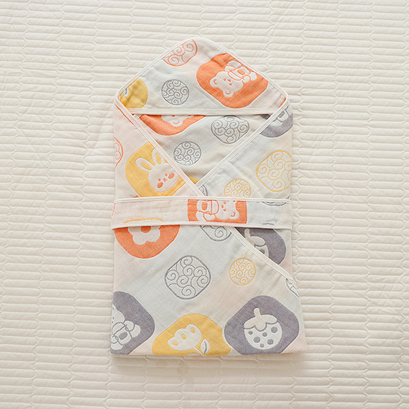 Mingshuo Pătură de bebeluș din tifon – 6 straturi, fir 40, cusătură și jacquard, 300–400 g, personalizabil