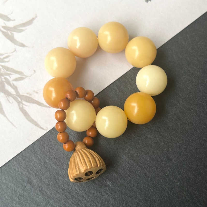 Muška narukvica od Bodhi korijena, 108 perli, polirana, jednostavan modern stil