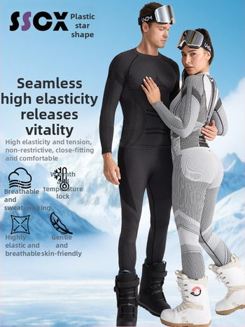 Ātrās žāvēšanas slēpošanas komplekts — silts pamatslānis, kokvilnas maisījums (Spandex 13%, Nylon 61%, Polyester 26%), Ziema/Rudens, Vīrieši, Darbības: skrējiens, riteņbraukšana, sniegs un ledus, pārgājieni