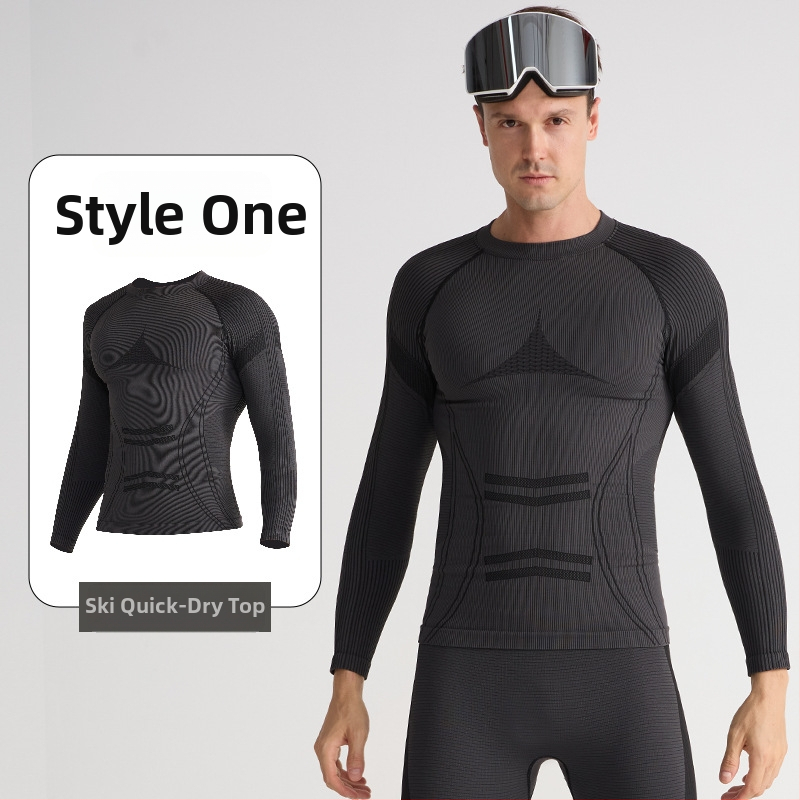 Ātrās žāvēšanas slēpošanas komplekts — silts pamatslānis, kokvilnas maisījums (Spandex 13%, Nylon 61%, Polyester 26%), Ziema/Rudens, Vīrieši, Darbības: skrējiens, riteņbraukšana, sniegs un ledus, pārgājieni