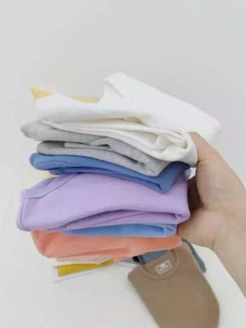 Vaikiškas apatinis marškinėlis, korejiečių stilius, ilgos rankovės, vienos spalvos, 95% medvilnė, 3–8 metų vaikams, žiemos–pavasario–rudens sezonai