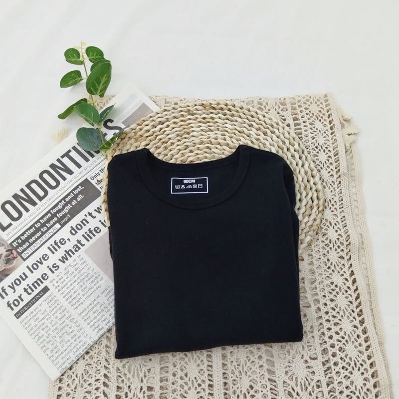 Vaikiškas apatinis marškinėlis, korejiečių stilius, ilgos rankovės, vienos spalvos, 95% medvilnė, 3–8 metų vaikams, žiemos–pavasario–rudens sezonai