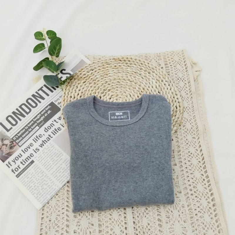 Vaikiškas apatinis marškinėlis, korejiečių stilius, ilgos rankovės, vienos spalvos, 95% medvilnė, 3–8 metų vaikams, žiemos–pavasario–rudens sezonai