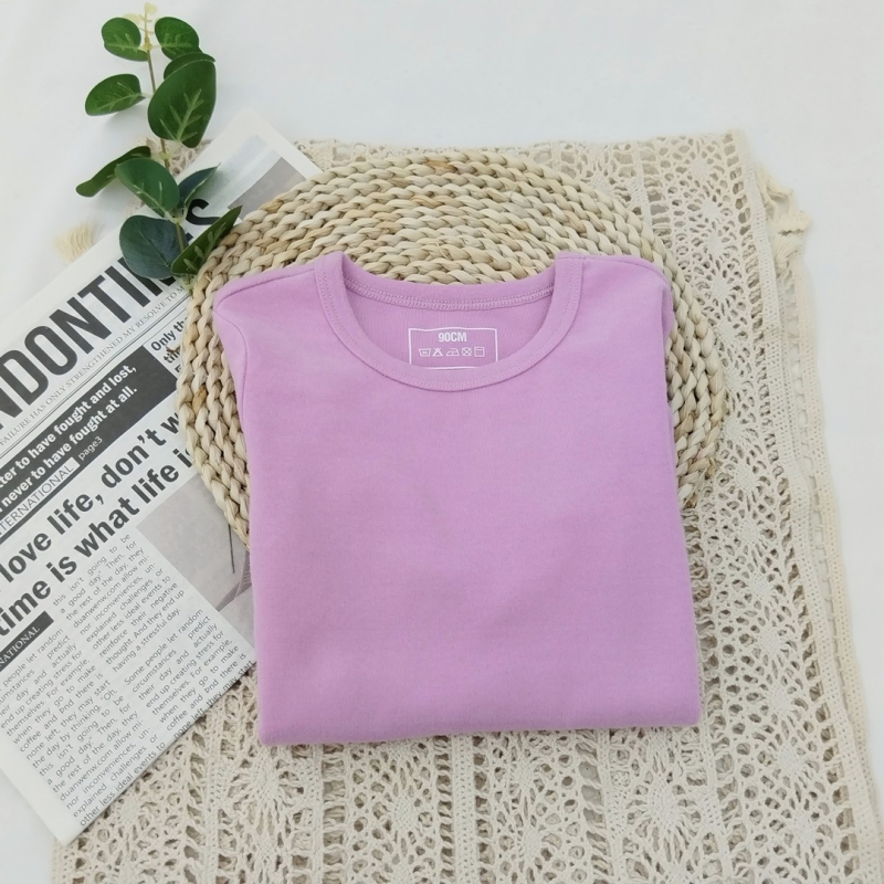 Vaikiškas apatinis marškinėlis, korejiečių stilius, ilgos rankovės, vienos spalvos, 95% medvilnė, 3–8 metų vaikams, žiemos–pavasario–rudens sezonai