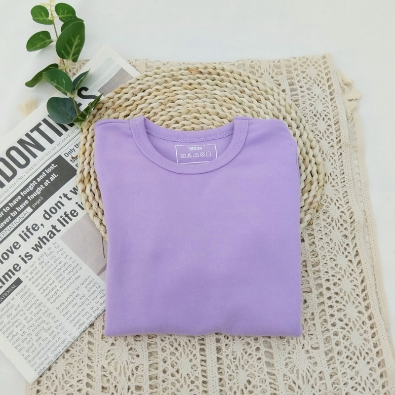 Vaikiškas apatinis marškinėlis, korejiečių stilius, ilgos rankovės, vienos spalvos, 95% medvilnė, 3–8 metų vaikams, žiemos–pavasario–rudens sezonai