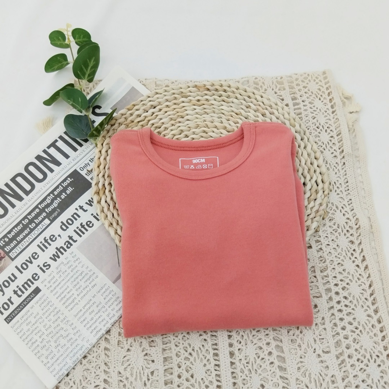 Vaikiškas apatinis marškinėlis, korejiečių stilius, ilgos rankovės, vienos spalvos, 95% medvilnė, 3–8 metų vaikams, žiemos–pavasario–rudens sezonai