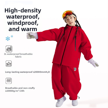 Bērnu slēpošanas komplekts ar kapuci – ūdensnecaurlaidīgs 3000mm, elpojošs, silta pildījuma no zīda šķiedras, universāls