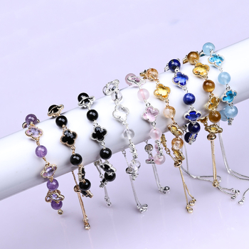 Brățară cu trifoi cu patru foi, cristal natural, șlefuit, Jinyao, unisex, stil simplu (Material: cristal; Procesare: șlefuire; Brand: Jinyao; Stil: unisex, simplu; Lansare: primăvara 2025)