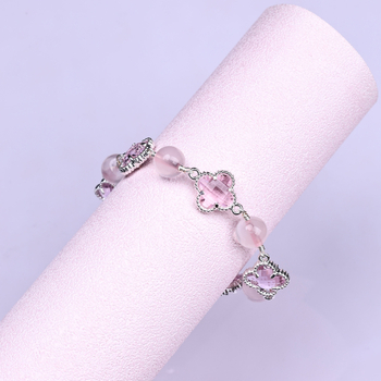 Brățară cu trifoi cu patru foi, cristal natural, șlefuit, Jinyao, unisex, stil simplu (Material: cristal; Procesare: șlefuire; Brand: Jinyao; Stil: unisex, simplu; Lansare: primăvara 2025)