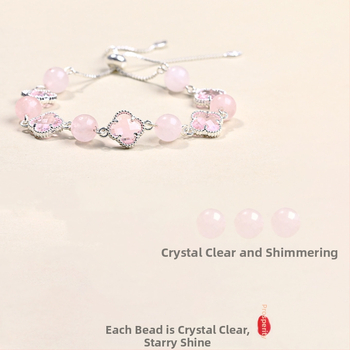 Brățară cu trifoi cu patru foi, cristal natural, șlefuit, Jinyao, unisex, stil simplu (Material: cristal; Procesare: șlefuire; Brand: Jinyao; Stil: unisex, simplu; Lansare: primăvara 2025)