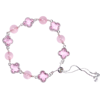 Brățară cu trifoi cu patru foi, cristal natural, șlefuit, Jinyao, unisex, stil simplu (Material: cristal; Procesare: șlefuire; Brand: Jinyao; Stil: unisex, simplu; Lansare: primăvara 2025)