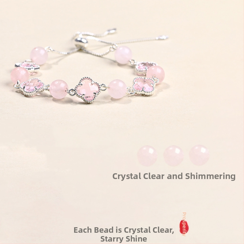 Brățară cu trifoi cu patru foi, cristal natural, șlefuit, Jinyao, unisex, stil simplu (Material: cristal; Procesare: șlefuire; Brand: Jinyao; Stil: unisex, simplu; Lansare: primăvara 2025)