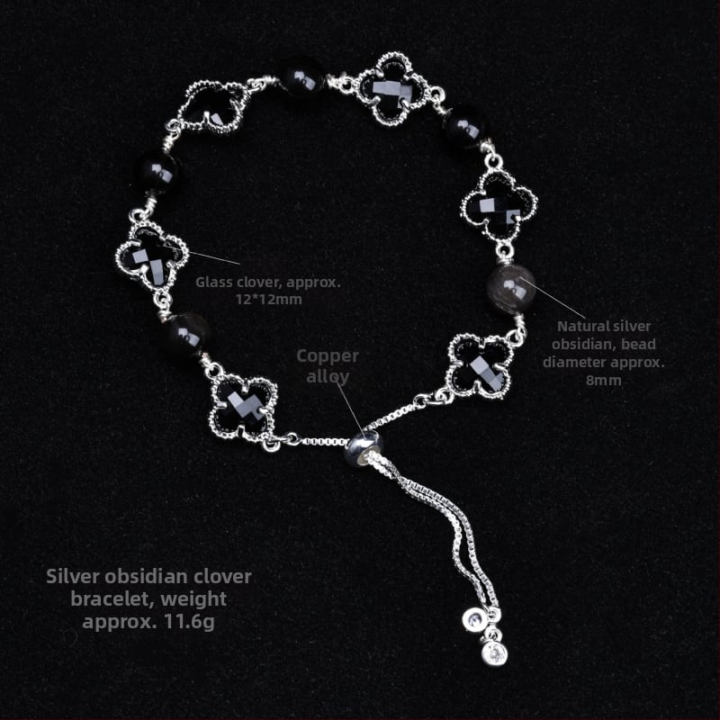 Brățară cu trifoi cu patru foi, cristal natural, șlefuit, Jinyao, unisex, stil simplu (Material: cristal; Procesare: șlefuire; Brand: Jinyao; Stil: unisex, simplu; Lansare: primăvara 2025)