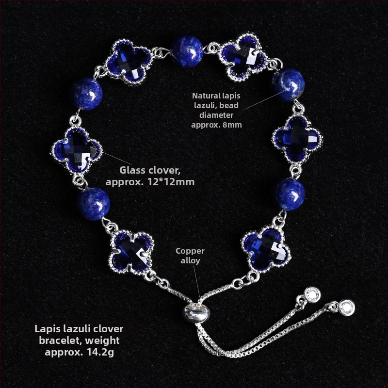 Brățară cu trifoi cu patru foi, cristal natural, șlefuit, Jinyao, unisex, stil simplu (Material: cristal; Procesare: șlefuire; Brand: Jinyao; Stil: unisex, simplu; Lansare: primăvara 2025)