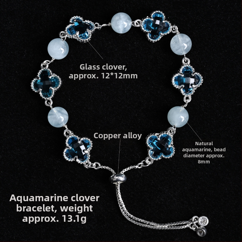 Brățară cu trifoi cu patru foi, cristal natural, șlefuit, Jinyao, unisex, stil simplu (Material: cristal; Procesare: șlefuire; Brand: Jinyao; Stil: unisex, simplu; Lansare: primăvara 2025)