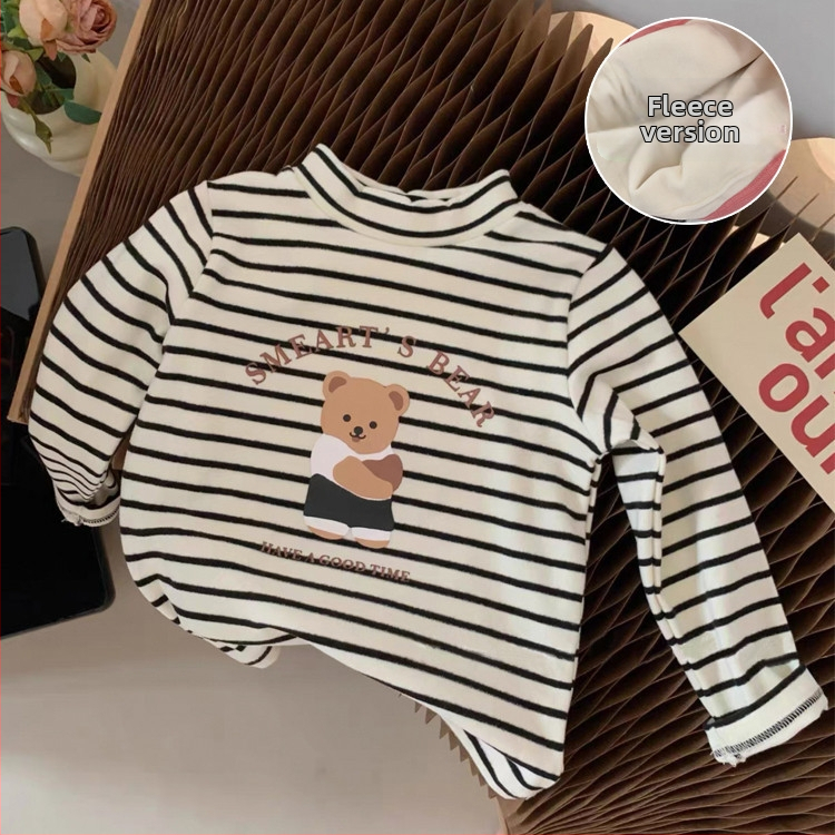 Vaikų marškinėliai su Korėjos stiliumi, veliūro audinys, ilgomis rankovėmis, stačias kaklas, žiemos-rudens