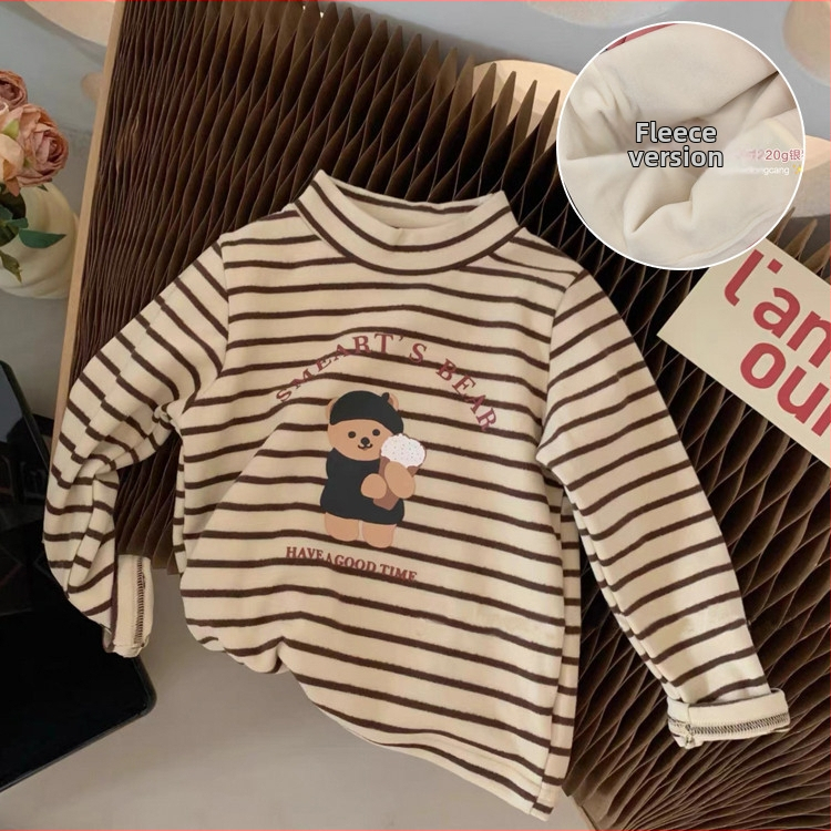 Vaikų marškinėliai su Korėjos stiliumi, veliūro audinys, ilgomis rankovėmis, stačias kaklas, žiemos-rudens