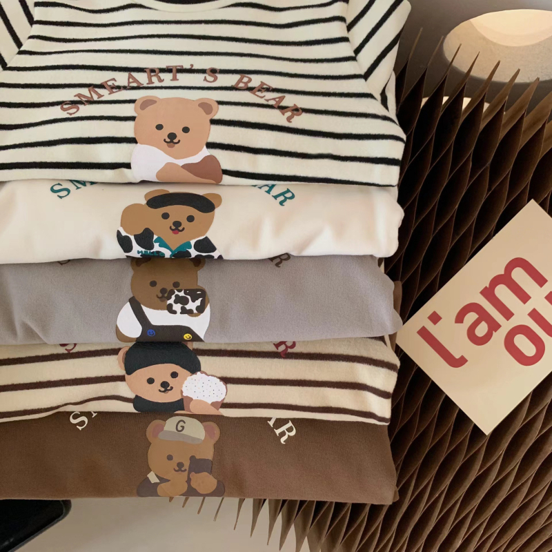 Vaikų marškinėliai su Korėjos stiliumi, veliūro audinys, ilgomis rankovėmis, stačias kaklas, žiemos-rudens