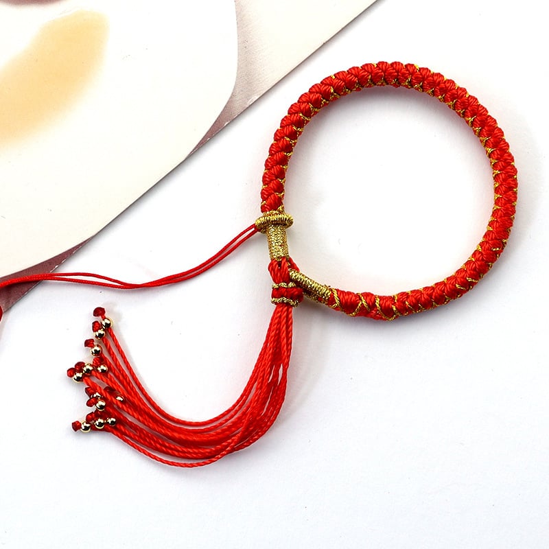 Apyrankė su drakono žvynų mazgu, Tibeto įkvėpta dizainas, rankomis pintas virvės, unisex, etninio stiliaus