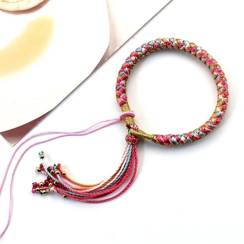 Apyrankė su drakono žvynų mazgu, Tibeto įkvėpta dizainas, rankomis pintas virvės, unisex, etninio stiliaus