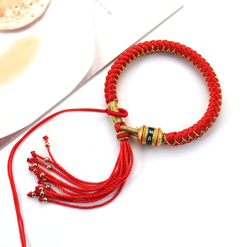 Apyrankė su drakono žvynų mazgu, Tibeto įkvėpta dizainas, rankomis pintas virvės, unisex, etninio stiliaus