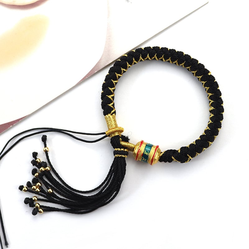 Apyrankė su drakono žvynų mazgu, Tibeto įkvėpta dizainas, rankomis pintas virvės, unisex, etninio stiliaus