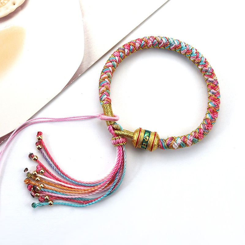 Apyrankė su drakono žvynų mazgu, Tibeto įkvėpta dizainas, rankomis pintas virvės, unisex, etninio stiliaus