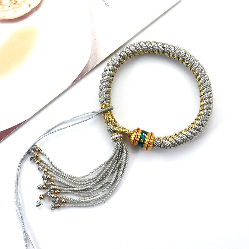 Apyrankė su drakono žvynų mazgu, Tibeto įkvėpta dizainas, rankomis pintas virvės, unisex, etninio stiliaus