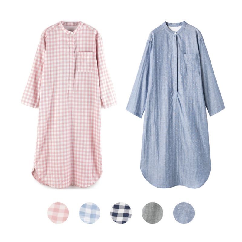 Duga noćna haljina u indijskom stilu, 100% pamuk, dugi rukavi, bez ovratnika (Materijal: 100% pamuk; Stil: indijski; Rukavi: dugi; Ovratnik: bez; Gustoća tkanine: 141–160 g/m2)