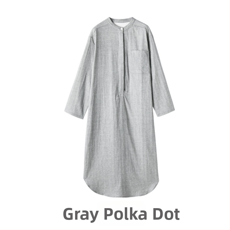 Duga noćna haljina u indijskom stilu, 100% pamuk, dugi rukavi, bez ovratnika (Materijal: 100% pamuk; Stil: indijski; Rukavi: dugi; Ovratnik: bez; Gustoća tkanine: 141–160 g/m2)