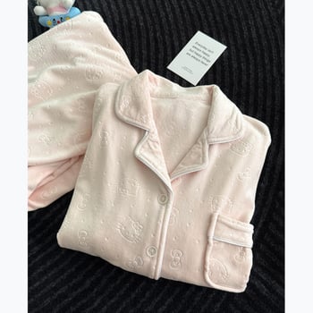 Pijamale pentru femei, stil fustă, design etnic, țesătură din bumbac țesut, mâneci lungi