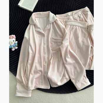 Pijamale pentru femei, stil fustă, design etnic, țesătură din bumbac țesut, mâneci lungi