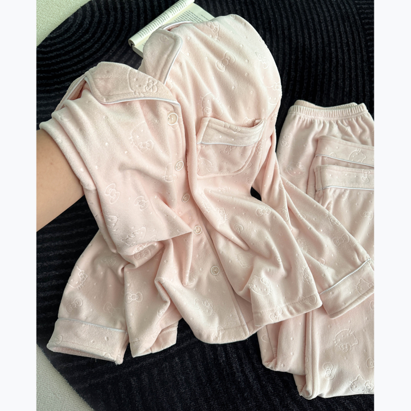 Pijamale pentru femei, stil fustă, design etnic, țesătură din bumbac țesut, mâneci lungi