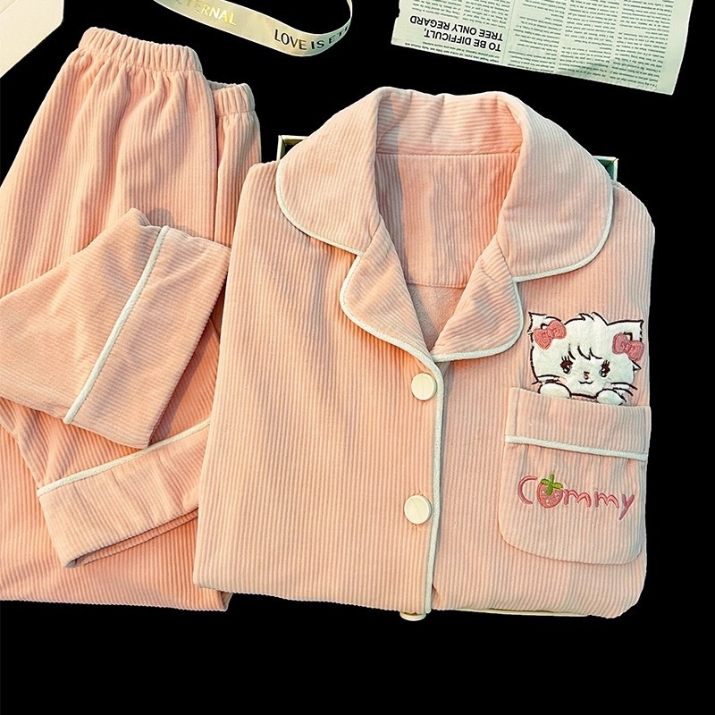 Pijamale pentru femei, stil fustă, design etnic, țesătură din bumbac țesut, mâneci lungi