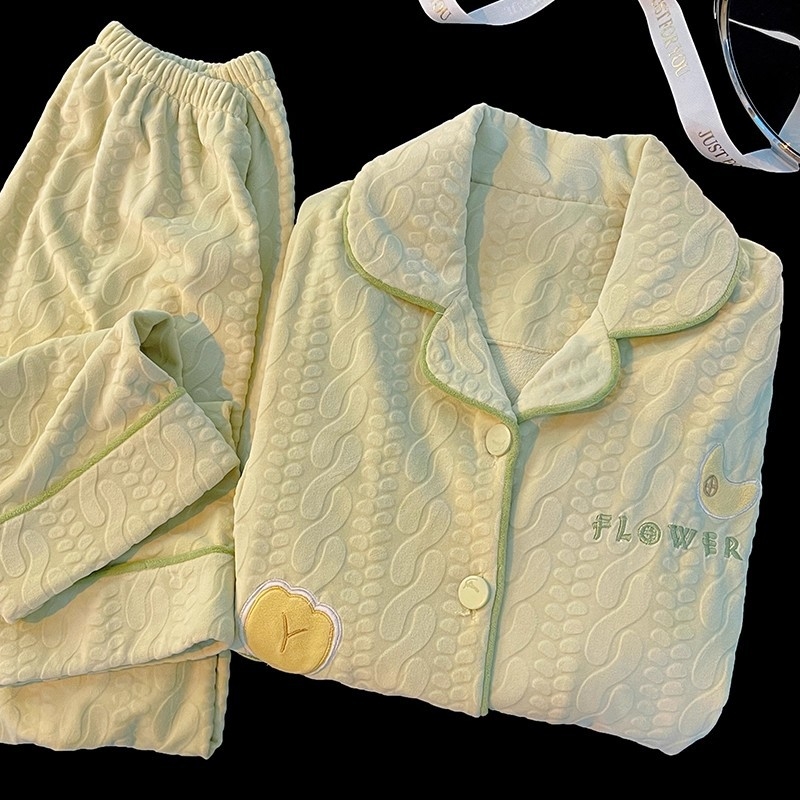 Pijamale pentru femei, stil fustă, design etnic, țesătură din bumbac țesut, mâneci lungi