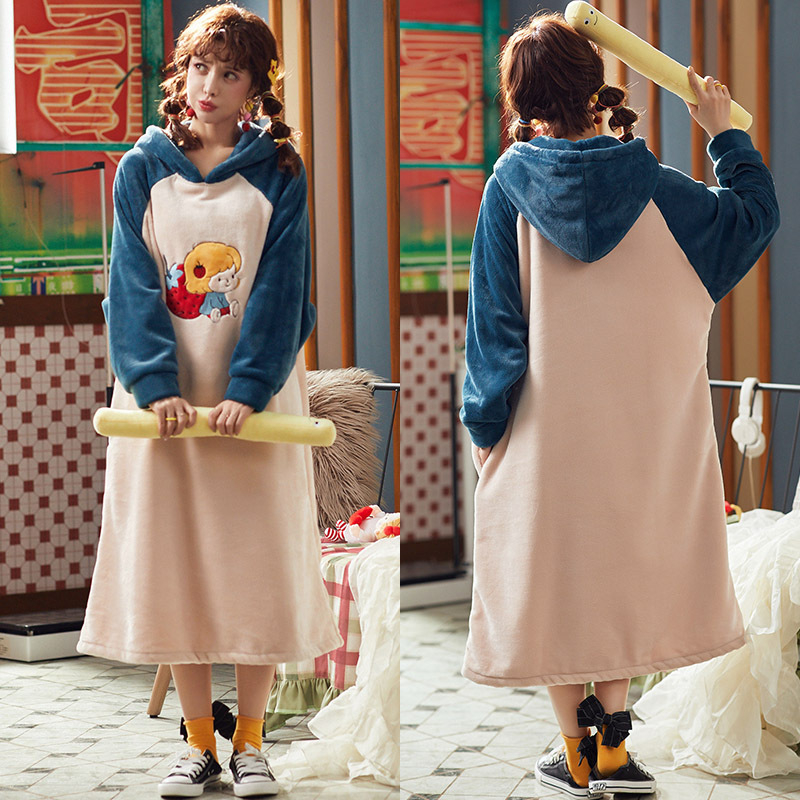 Set pijama din flanelă – stil dulce și drăguț, guler rotund, mâneci lungi, pantaloni, poliester 95–100%